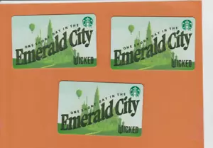 3 STARBUCKS 2024 WICKED "EMERALD CITY" GIFT CARDS NEW - Picture 1 of 1