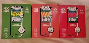 Fibe Soda/ fizzy drinks. 12x250ml can. Lush Lemonade, Fruit Punch & Zesty Orange - Picture 1 of 6