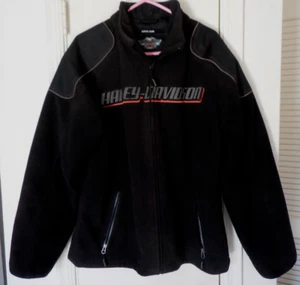 HARLEY DAVIDSON Jacket Mens L Black Full Zip Riding Gear Fleece Biker - Picture 1 of 11