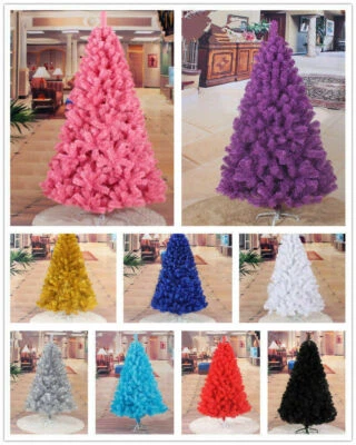 5ft 6ft 7ft Christmas Tree Undecorated Pink Purple Blue Gold Silver Black - Image 1 of 4