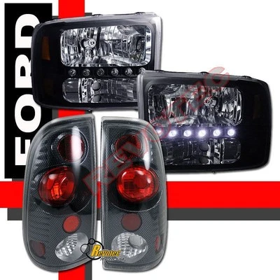 Faros LED negros + luces traseras para camioneta Ford F250 F350 SuperDuty 1999-2004 Foto 1 de 4