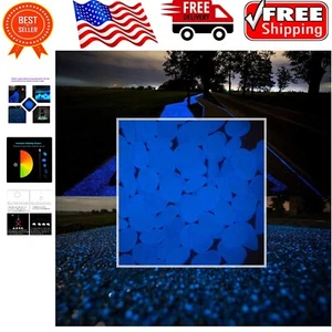 300pcs Glow in the Dark Pebbles - White & Blue Stones for Magical Walkways - Picture 1 of 6