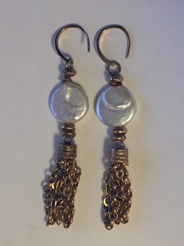 РАСПРОДАЖА Milor Италия женские серьги бронза золото швабра мать жемчуг подвеской 3» - Изображение 1 из 4