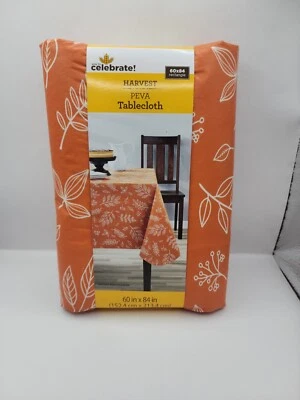 Harvest Peva Rectangle Tablecloth 60" X 84" Halloween Thanksgiving Fall Floral - Image 1 of 2