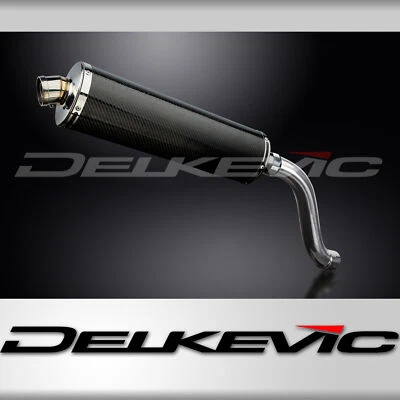Silenciador de escape de carbono ovalado 18" montaje alto Suzuki SV650 98-02 Delkevic Foto 1 de 4