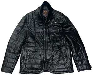 Vella Erwachsene XL Lederjacke Full Zip abnehmbarer Fellkragen gefüttert gesteppt NEU - Bild 1 von 16