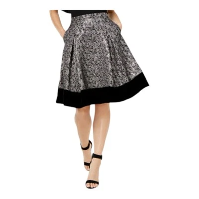 SB Sachin & Babi Animal Print Metalizado y Terciopelo Jacquard Una Línea Falda Talla 14 Foto 1 de 4