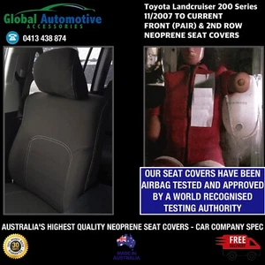 Fits Toyota Landcruiser 200 Series Front and 2nd Row Neoprene Seat Covers GX GXL - Picture 1 of 9