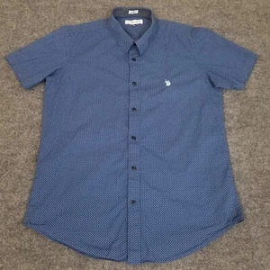 U.S. Polo Assn. Womens Blouse Custom Fit Size XL Blue Button Up Short Sleeve - Picture 1 of 13
