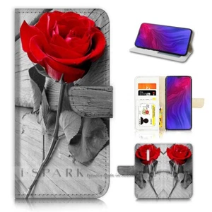 ( For Oppo Reno Z ) Flip Wallet Case Cover AJ40048 Red Rose - Photo 1 sur 5