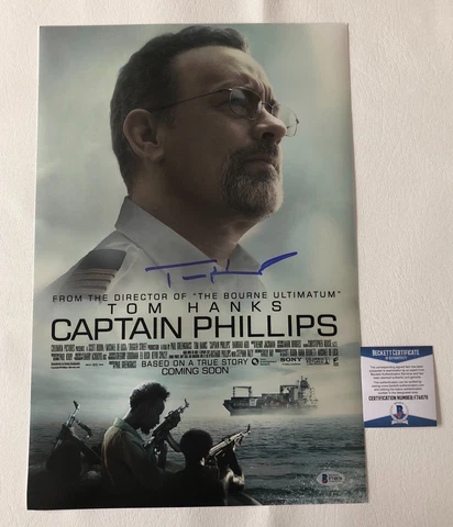 TOM HANKS SIGNED AUTO 'CAPTAIN PHILLIPS' 12X18 MINI MOVIE POSTER BECKETT BAS COA Cover