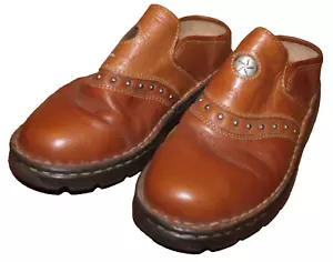 Double H Stiefel einfarbig braun Leder Nieten Slipper Clog Schuhgröße 7,5 - Bild 1 von 7