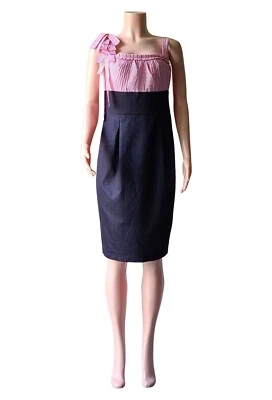 Vestido informal sin mangas London Times rojo blanco azul con cinta talla 10 Foto 1 de 4