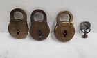 3) Antique Solid Brass Six Lever Sargent Padlock With Key Size 30