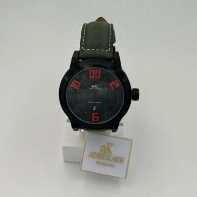 ADEE KAYE AK7281男士石英表模拟手表不锈钢表壳皮革表带 — 第 1/3 张图片