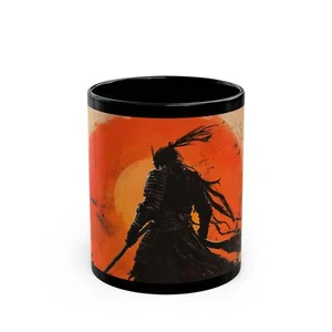 Samurai Sunset Black Mug | Unique Gift, Coffee Cup, Tea Lover, Home Decor, [...] - Picture 1 of 9