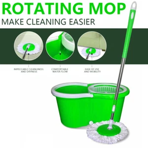 360° drehbarer Kopf Easy Spin Dry Bodenwischer Eimer + 1/2/3 Kopf Mikrofaser Spinnen - Bild 1 von 12