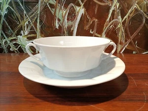 Fürstenberg Germany, Grecque Weiß, edle Suppentasse mit Untertasse - Picture 1 of 5