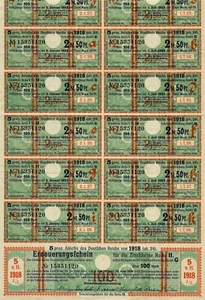 Anleihe des deutschen Reichs von 1918 - 14 Coupons + Ern. Schein - 1922-1928 - Picture 1 of 1