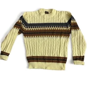 Vintage JCPenney Cream Cable Knit Crewneck Sweater Medium Pullover Patterned - Picture 1 of 5