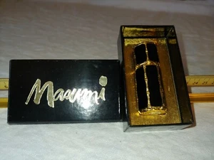 Vintage Coty Masumi Perfume Ltd Ed Enamel Black Gold Bamboo Travel Bottle w/Box - Picture 1 of 7