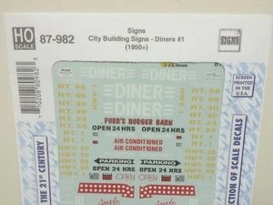 Stadtbauschilder - Diners #1 1950 + Aufkleber Blatt Mikromaßstab Aufkleber 87-982 HO - Bild 1 von 3