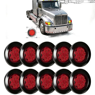 Kit de marcador lateral para remolque maletero RV con ojal 10 piezas 2,5"" redondo 13 LED luz roja Foto 1 de 4