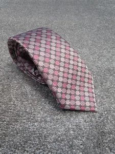 Ermenegildo Zegna Silver Edition Silk Tie Pink Gray Geometric Circles Limited  - Picture 1 of 9