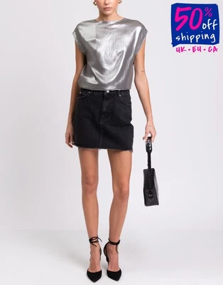 TOPSHOP Denim Mini Skirt Size UK 8 / S Frayed Hem - Image 1 of 4