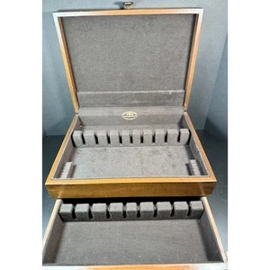 Reed & Barton Wooden Flatware Silverware Chest with Drawer Hagerty Cloth - Picture 1 of 6