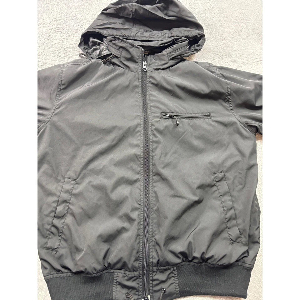 Stussy Black Hooded Zip Jacket Bomber Windbreaker Nylon Streetwear Size S - Image 1 of 4