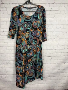 Niche Nilgun Poppy Jersey Dress Lagenlook Medium Art To Wear - Picture 1 of 7