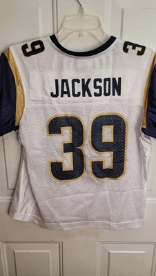 锐步女式NFL球衣圣路易斯公羊队史蒂文杰克逊白色M码 — 第 1/3 张图片