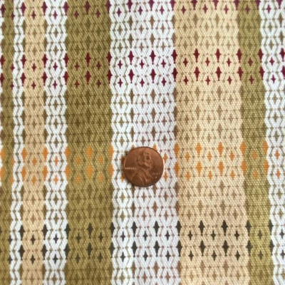 Tela de tela de pato de algodón a rayas geométricas verde beige BTY Foto 1 de 4