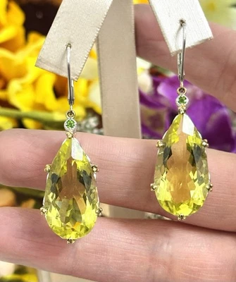 Brincos pendentes de prata esterlina 925 quartzo limão Michael Valitutti NH - Imagem 1 de 4