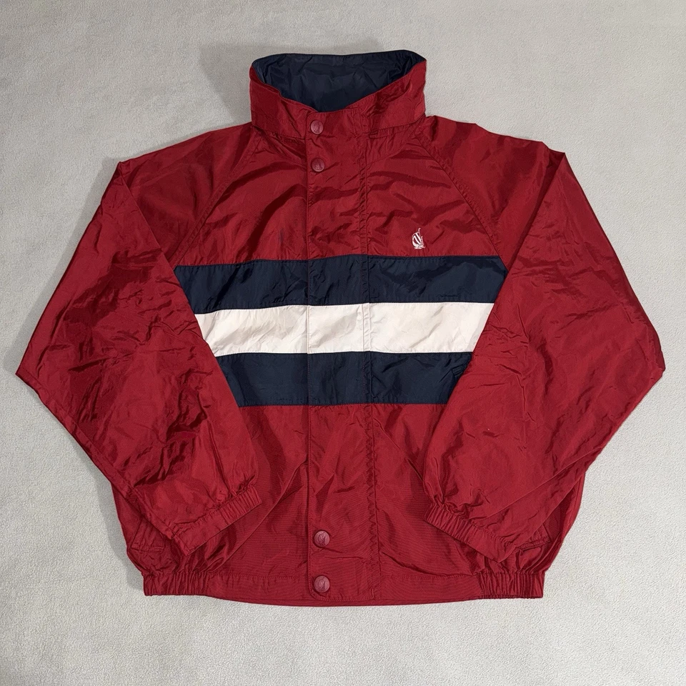 Vintage Nautica Striped Windbreaker Jacket Large Spell Out Hip Hop Preppy 90s - Image 1 of 4