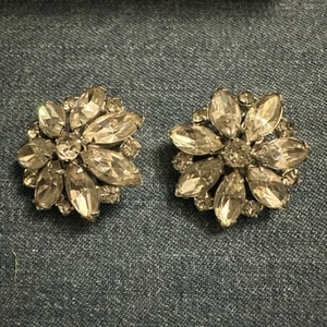 Vintage Weiss Strass Stern Burst Herz Cluster Clip Ohrringe - Bild 1 von 5