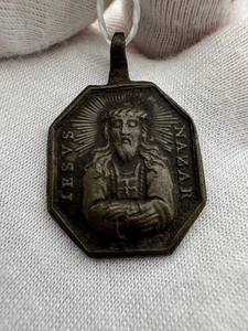 Antiker katholischer Medaillenanhänger Johannes de Matha + Jesus Nazarener - Trinitarier - Bild 1 von 14