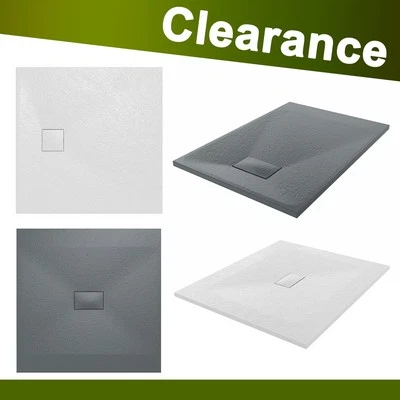 KBSTAR SMC Shower Tray Slate Stone Effect White Anthracite for Shower Enclosure