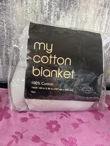 My Cotton Blanket Bloomingdale's Twin Size Textural Weave 100% Cotton Throw Gray - Picture 1 of 2
