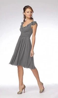 Wtoo by Watters & Watters 伴娘舞会灰色短连衣裙 15 码 — 第 1/4 张图片