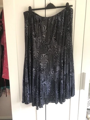 Chesca Long Skirt Flare Size 4 22 24 blue nwot new hanky hem elasticated waist - Image 1 of 4