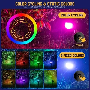 2 Pack Halloween Lights Christmas Outdoor Solar Color Spot 9 Lighting Modes 38 - Picture 1 of 8