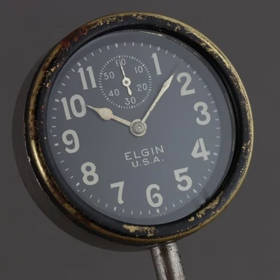 🚘 1926 Elgin Automobile Dash Watch Grade 480 16s 7J Stem Wind 2" Military Dial - Image 1 of 4