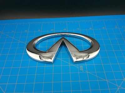 Infiniti Front Grille Emblem Chrome Badge Logo Silver Oval Replacement OEM - image 1 of 4