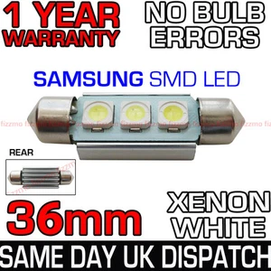 3 SMD SAMSUNG LED 36mm 239 272 CANBUS ERRORI XENO BIANCA LUCE TARGA LAMPADINA - Picture 1 of 1