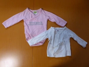 Babyset aus Body und Jacke / Gr. 56 und 68 / Baumwolle / rosa und weiß  - Bild 1 von 3