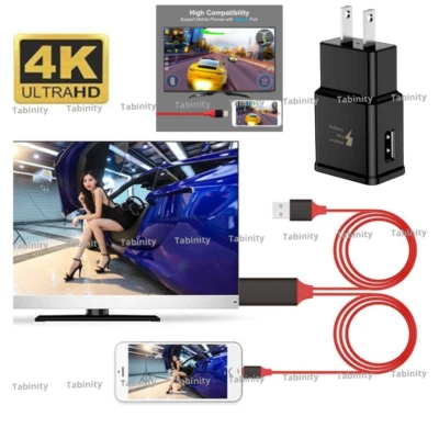 1080P HDMI Mirroring AV Cable TV HDTV Adapter For iPhone 14 13 12 11 XS XR 8 7 6 - Image 1 of 4