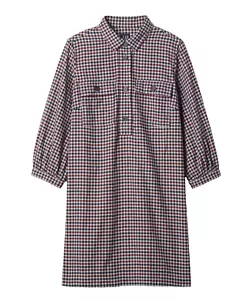 XS Petite Gap Plaid mini SHIRTDRESS / Long Tunic Red Blue White Women Teens - Picture 1 of 1