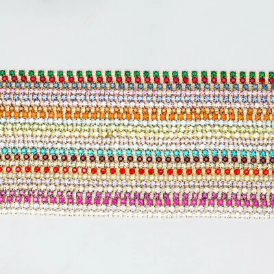3mm 24pp Rhinestone Crystal Chain | DIY Crafting Trim | 3 Feet - Image 1 of 2